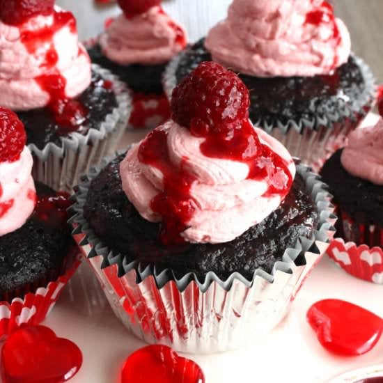 Chocolate Raspberry Filled Cupcakes