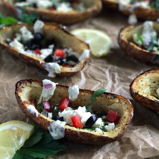 Greek Salad Style Potato Skins