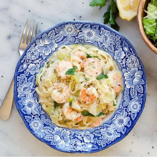 Shrimp Scampi with Romaine Salad