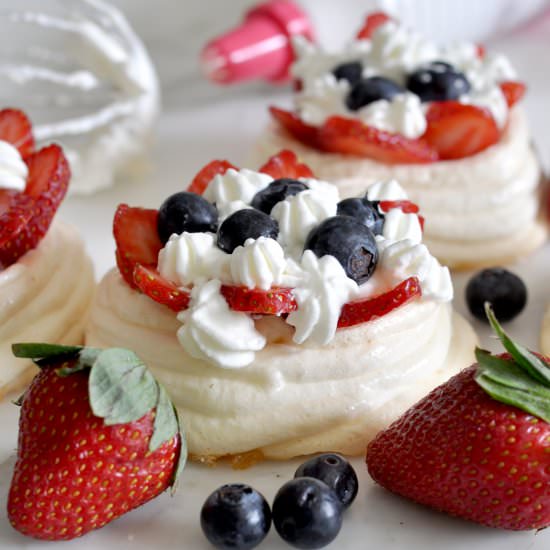 Berry and Cream Meringue Cups