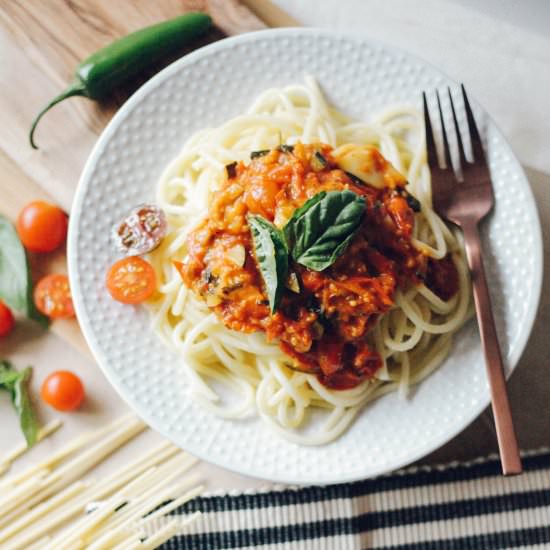 Fresh Tomato & Zucchini Pasta Sauce