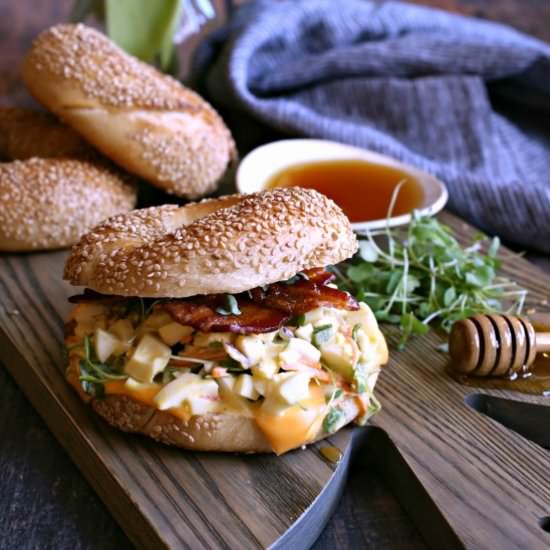 Egg Salad Bagel with Honey Bacon