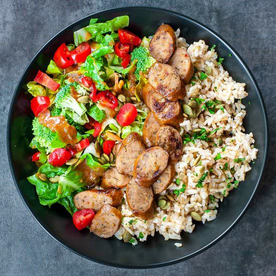 Sausage and Veggie Rice Bowls