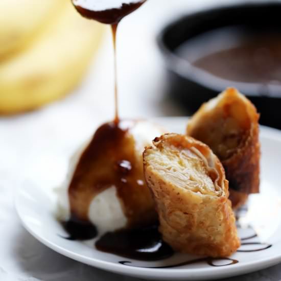 Bananas Foster Egg Rolls