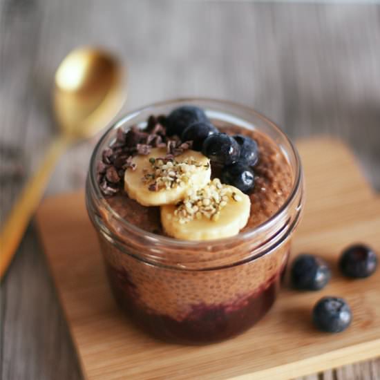 Blueberry Chocolate Chia Pudding