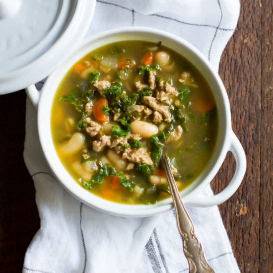 Ground Turkey White Bean Kale Soup