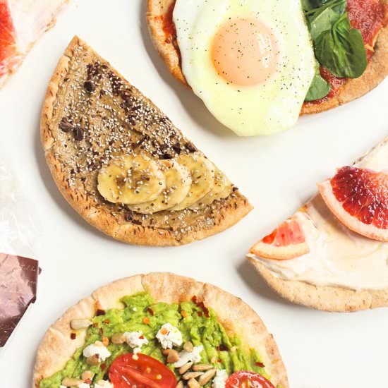 Breakfast Pita Pizza – 4 Ways!