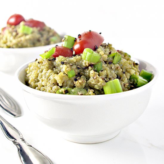 Creamy Avocado Garlic Quinoa Bowls