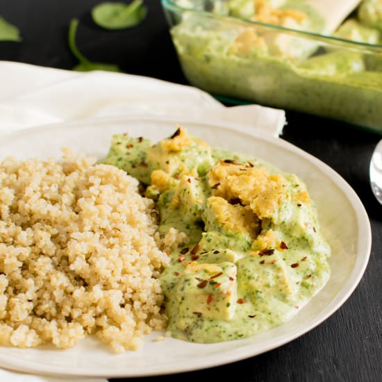 Cheesy Spinach Tofu Casserole