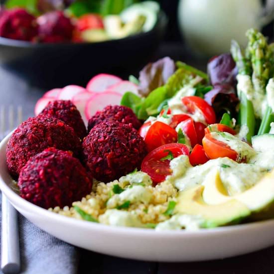 Baked Beet Falafel Vegan Quinoa