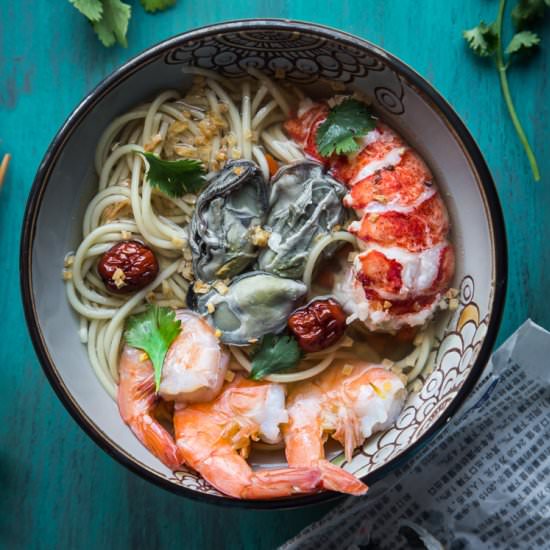 Seafood Noodle in Ginger Broth
