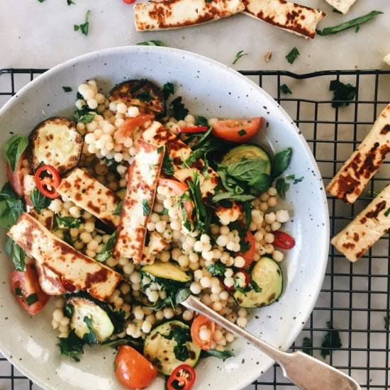 Haloumi, Zucchini, and Tomato Couscous