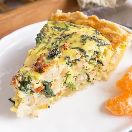 Spinach, White Bean, & Tomato Quiche