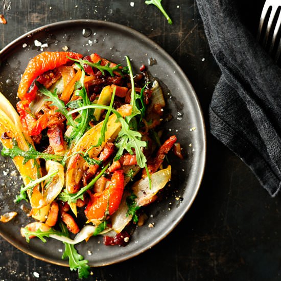 Warm Chicory Salad with Cranberry Sauce