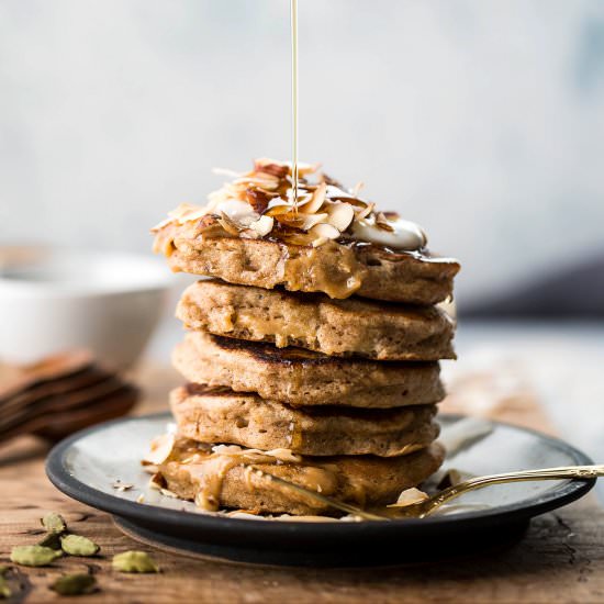 Cardamom Banana Bread Pancakes