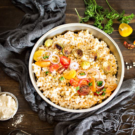Cheesy Couscous with Brussels Sprouts