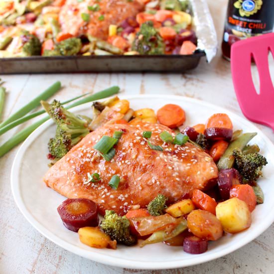 Sheet Pan Sweet Chili Salmon