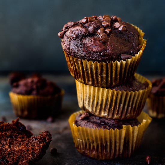 Eggless Banana Chocolate Muffins