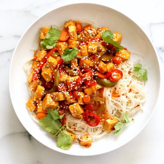 Sticky Ginger Sesame Tofu