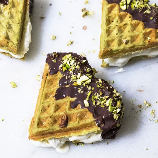 Matcha Waffle Ice Cream Sandwich