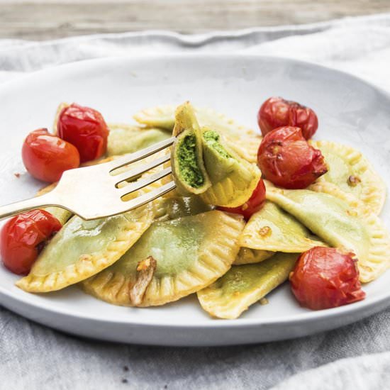 Vegan Spinach Pine Nut Ravioli