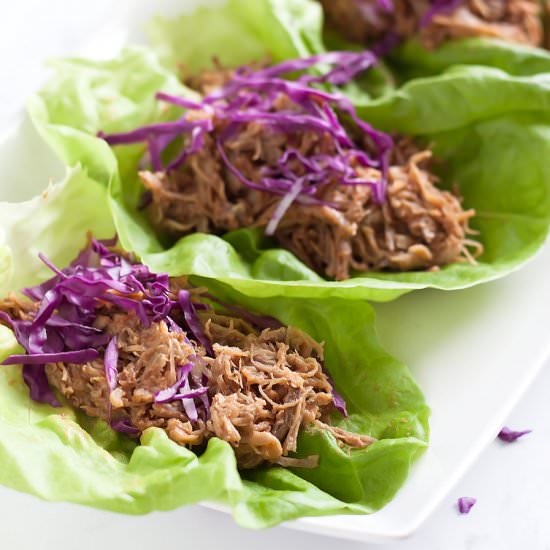 Spicy BBQ Pulled Pork Lettuce Wraps