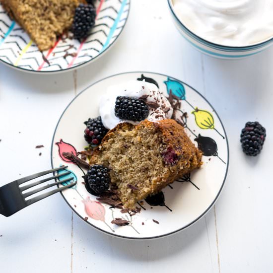 GF Blackberry Banana Cake with Whip