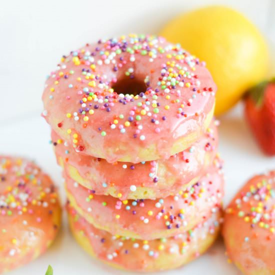 Baked Strawberry Lemon Donuts