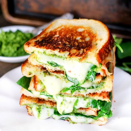 Spinach Pesto Grilled Cheese