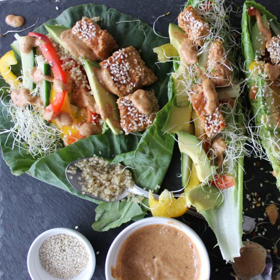 Spicy Almond Tempeh Wraps