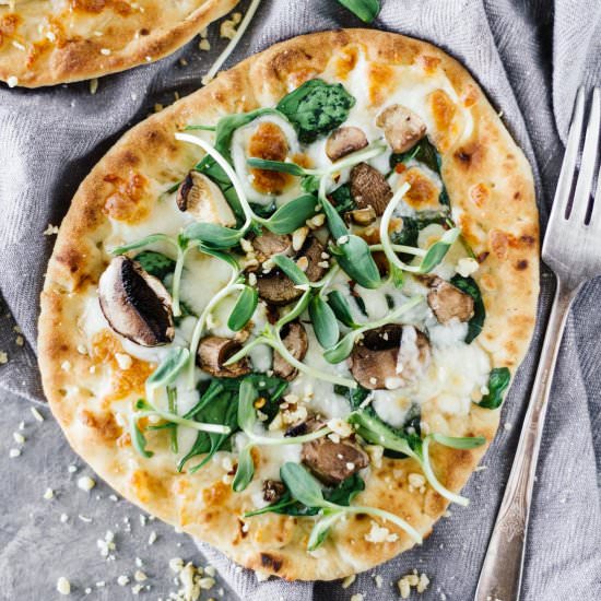 Spinach & Mushroom Naan Pizza
