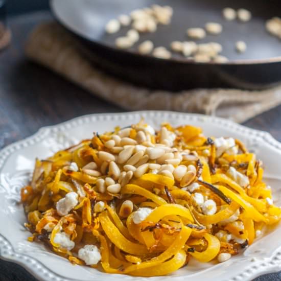 Golden beet Noodles & Goat Cheese