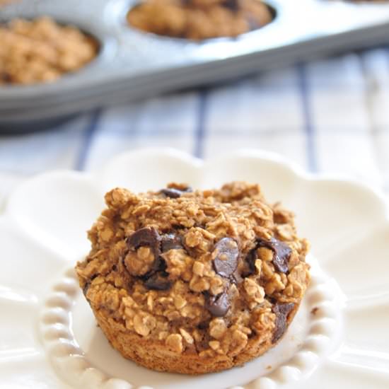 Chocolate Oat Banana Muffins (vegan