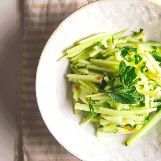 celery, apple and mint slaw