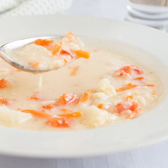 Cheesy Cauliflower Confetti Soup