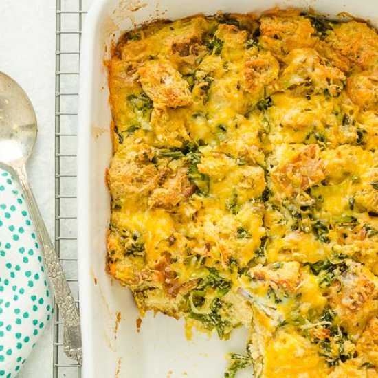 Overnight Cheesy Broccoli Strata