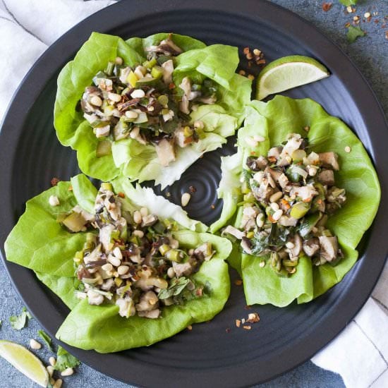 Shiitake and Asparagus Lettuce Cups