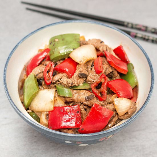 Beef and Peppers in Black Bean