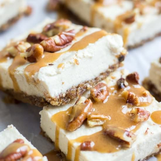 Turtle Vegan Cheesecake Bars