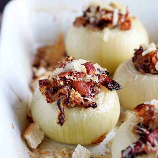 Stuffed Onions + Bacon and Gruyére