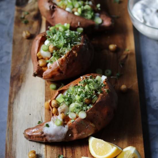 Mediterranean Baked Sweet Potatoes
