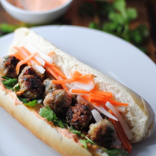 Vietnamese pork meatball banh mi
