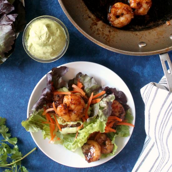 Sweet & Spicy Shrimp Lettuce Wraps