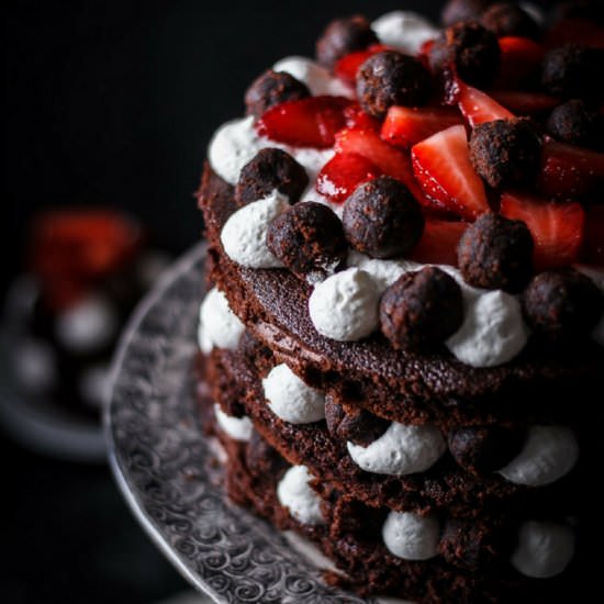 Macerated Strawberry Chocolate Cake