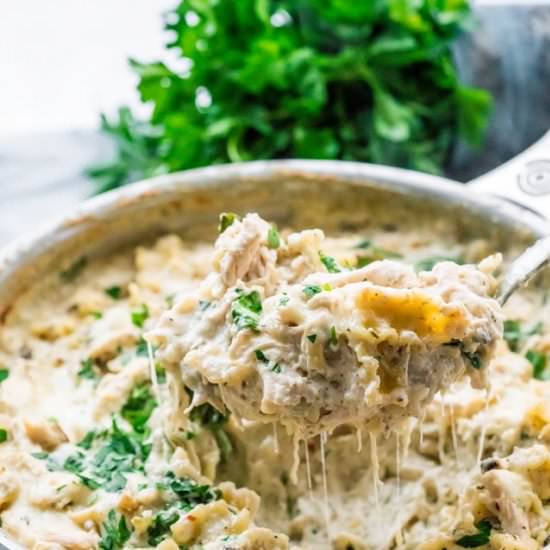 Skillet White Chicken Lasagna