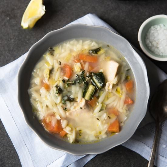 Lemon Chicken Orzo Soup