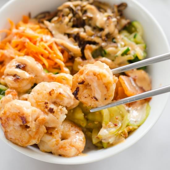 Korean Shrimp Rice Bowls
