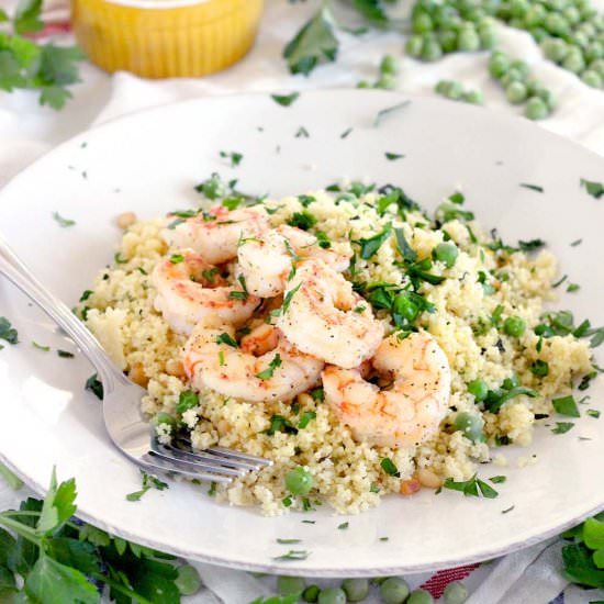 Shrimp + Couscous with Peas + Mint