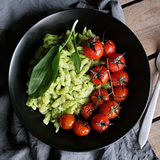 Spätzle with Wild Garlic Pesto