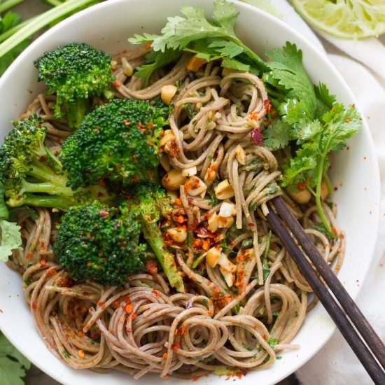 Cilantro Peanut Soba Noodles